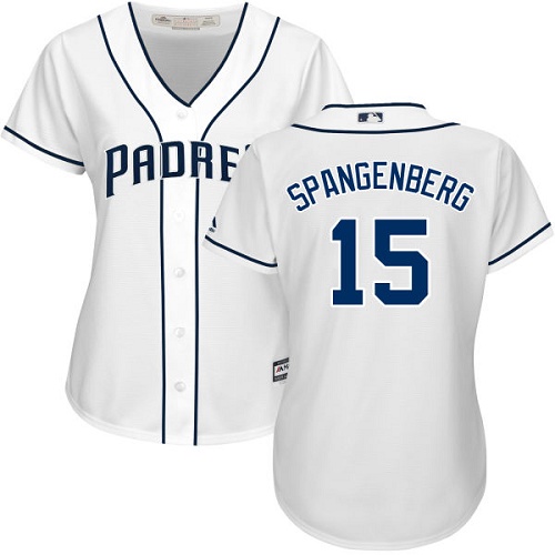 Padres #15 Cory Spangenberg White Home Women's Stitched MLB Jersey